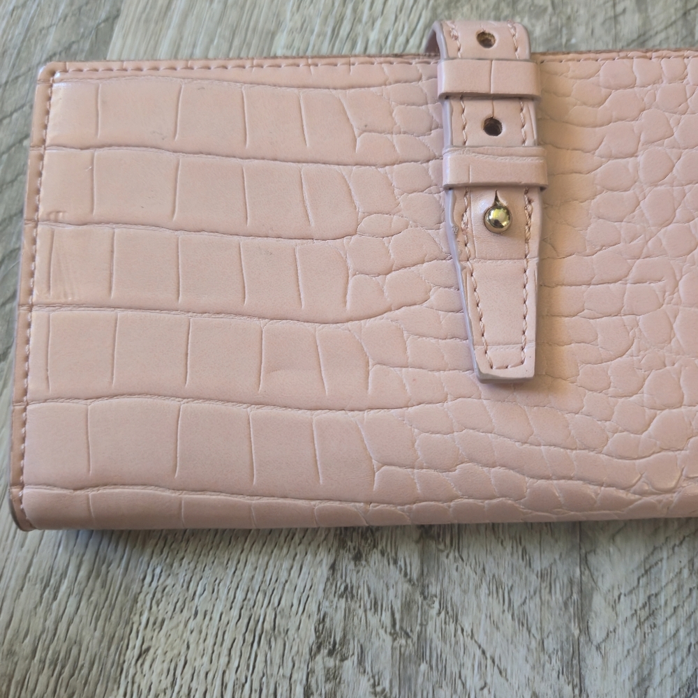 Love & Lore Pink Croc Embossed Continental Clutch Wallet Vegan Faux Leather - Picture 15 of 16